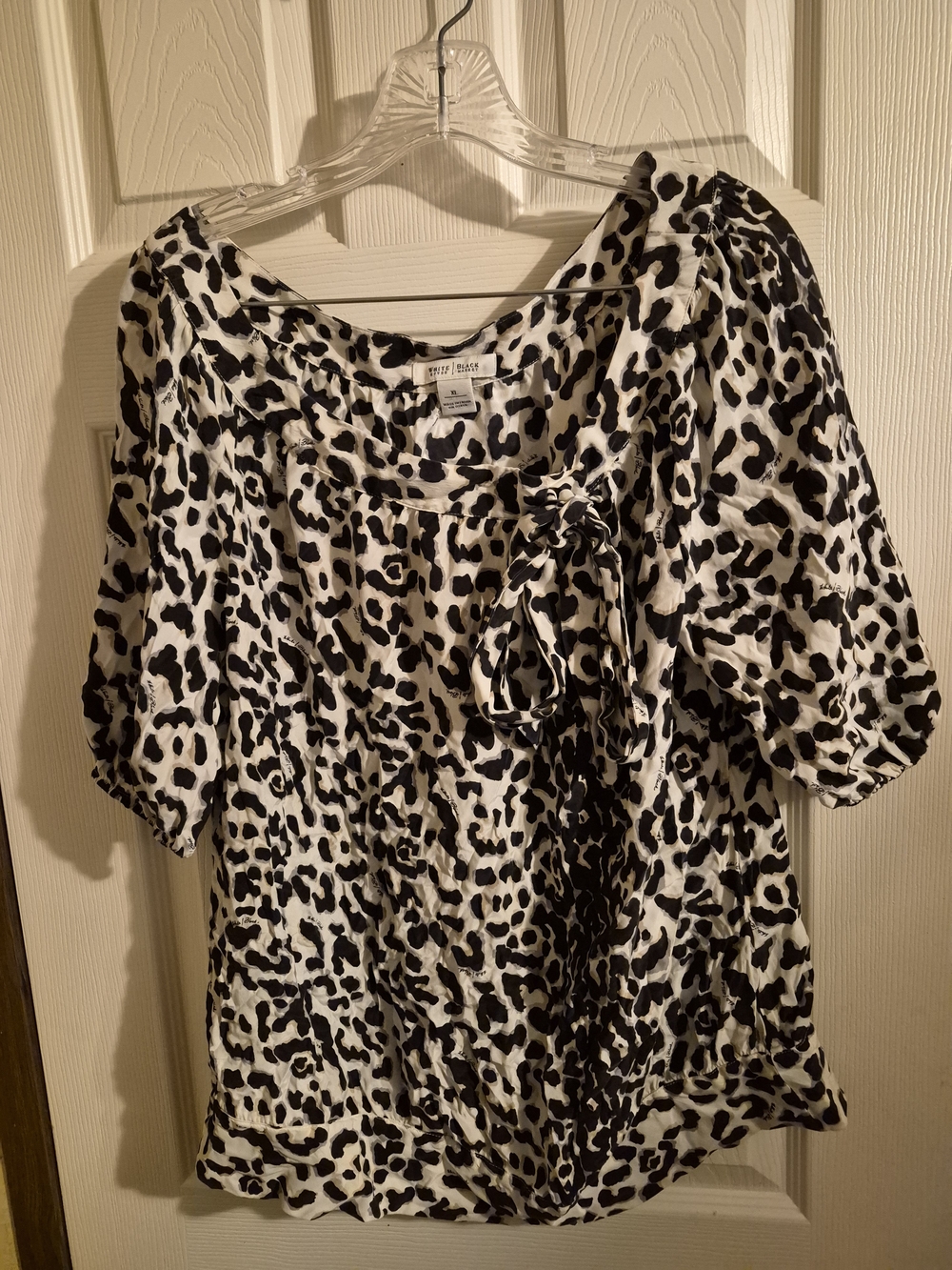 White House Black Market Black & White Leopard Print Blouse